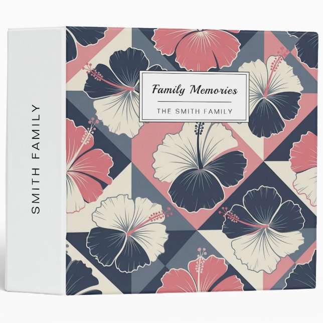 Coastal Tropical Hibiscus Pattern (3) 3 Ring Binder (Front/Spine)