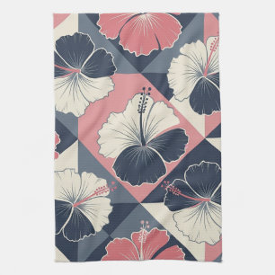 Coastal Tropical Hibiscus Pattern (3) Kitchen Towel