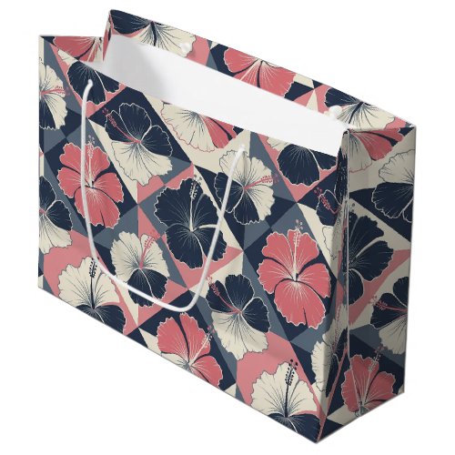 Coastal Tropical Hibiscus Pattern (3) Large Gift Bag