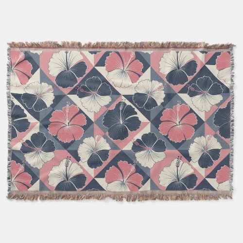 Coastal Tropical Hibiscus Pattern (3) Throw Blanket