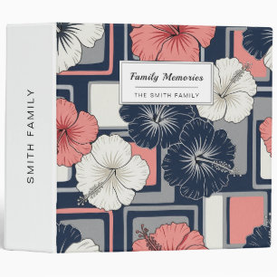 Coastal Tropical Hibiscus Pattern (4) 3 Ring Binder