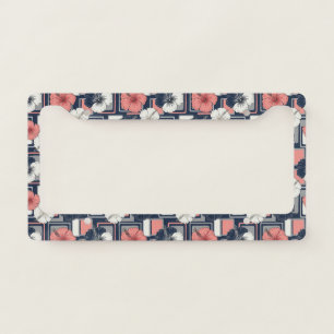 Coastal Tropical Hibiscus Pattern (4) License Plate Frame