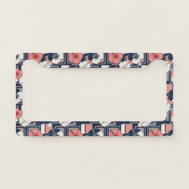 Coastal Tropical Hibiscus Pattern (4) License Plate Frame (Front)