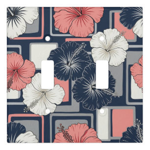 Coastal Tropical Hibiscus Pattern (4) Light Switch Cover