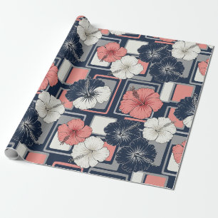 Coastal Tropical Hibiscus Pattern (4) Wrapping Paper