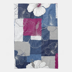 Coastal Tropical Hibiscus Pattern (5) Kitchen Towel