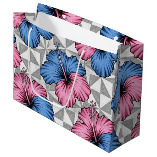 Coastal Tropical Hibiscus Pattern (5) Large Gift Bag
