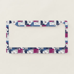 Coastal Tropical Hibiscus Pattern (5) License Plate Frame