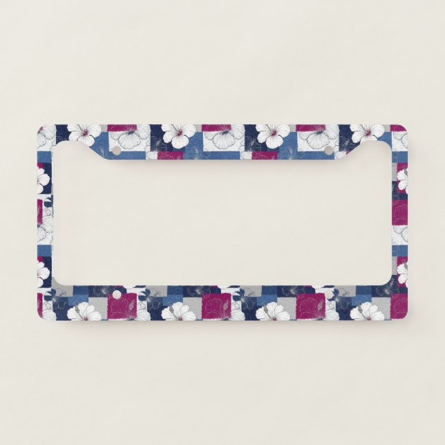 Coastal Tropical Hibiscus Pattern (5) License Plate Frame (Front)