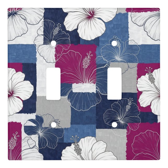 Coastal Tropical Hibiscus Pattern (5) Light Switch Cover (Front)