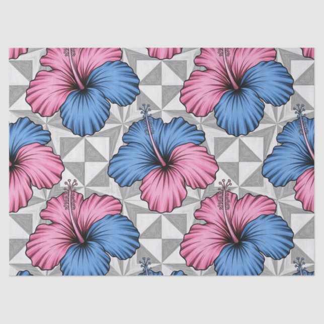 Coastal Tropical Hibiscus Pattern (5) Tissue Paper (Front)