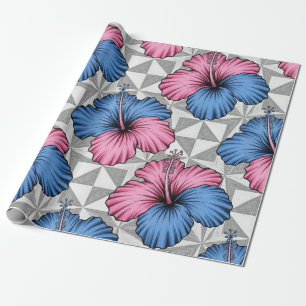 Coastal Tropical Hibiscus Pattern (5) Wrapping Paper
