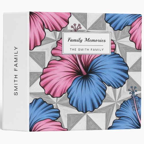 Coastal Tropical Hibiscus Pattern (6) 3 Ring Binder