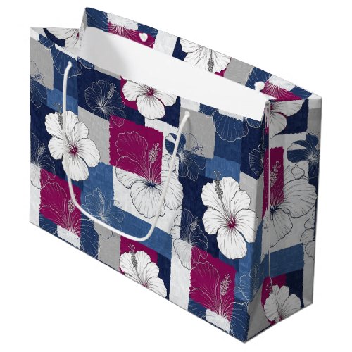 Coastal Tropical Hibiscus Pattern (6) Large Gift Bag