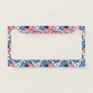 Coastal Tropical Hibiscus Pattern (6) License Plate Frame