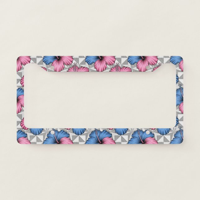 Coastal Tropical Hibiscus Pattern (6) License Plate Frame (Front)