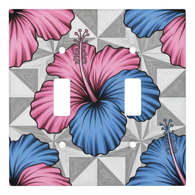 Coastal Tropical Hibiscus Pattern (6) Light Switch Cover (Front)