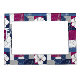 Coastal Tropical Hibiscus Pattern (6) Magnetic Frame