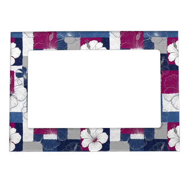 Coastal Tropical Hibiscus Pattern (6) Magnetic Frame (Front)