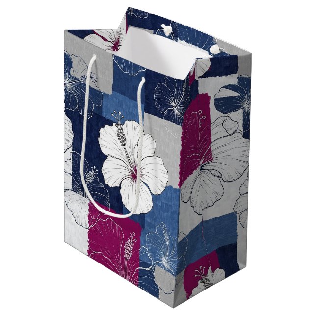 Coastal Tropical Hibiscus Pattern (6) Medium Gift Bag (Front Angled)