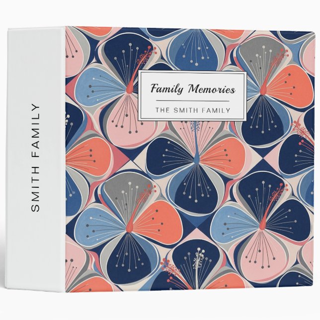 Coastal Tropical Hibiscus Pattern (7) 3 Ring Binder (Front/Spine)