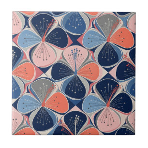 Coastal Tropical Hibiscus Pattern (7) Ceramic Tile