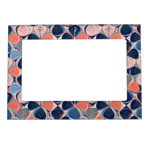 Coastal Tropical Hibiscus Pattern (7) Magnetic Frame