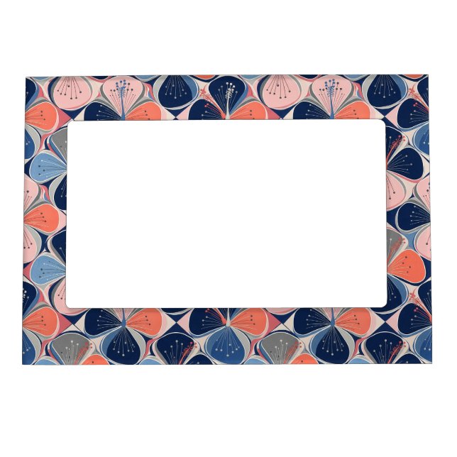 Coastal Tropical Hibiscus Pattern (7) Magnetic Frame (Front)