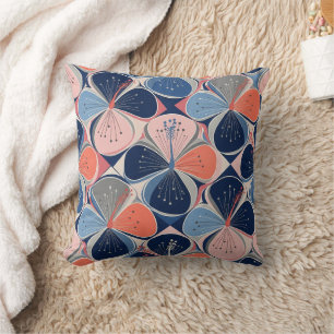Coastal Tropical Hibiscus Pattern (7) Throw Pillow
