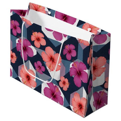 Coastal Tropical Hibiscus Pattern (8) Large Gift Bag