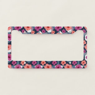 Coastal Tropical Hibiscus Pattern (8) License Plate Frame