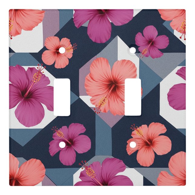 Coastal Tropical Hibiscus Pattern (8) Light Switch Cover (Front)