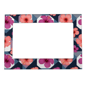 Coastal Tropical Hibiscus Pattern (8) Magnetic Frame