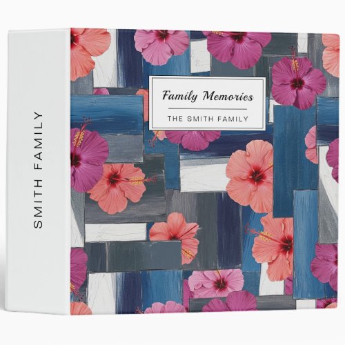 Coastal Tropical Hibiscus Pattern (9) 3 Ring Binder