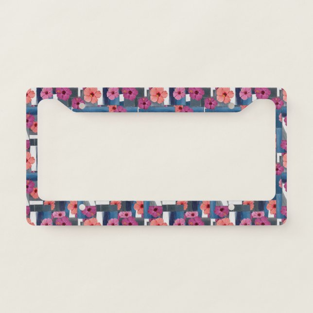 Coastal Tropical Hibiscus Pattern (9) License Plate Frame (Front)