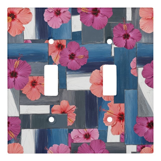Coastal Tropical Hibiscus Pattern (9) Light Switch Cover (Front)