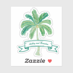 Coastal Tropical Palm Tree Beach Personalized Sticker