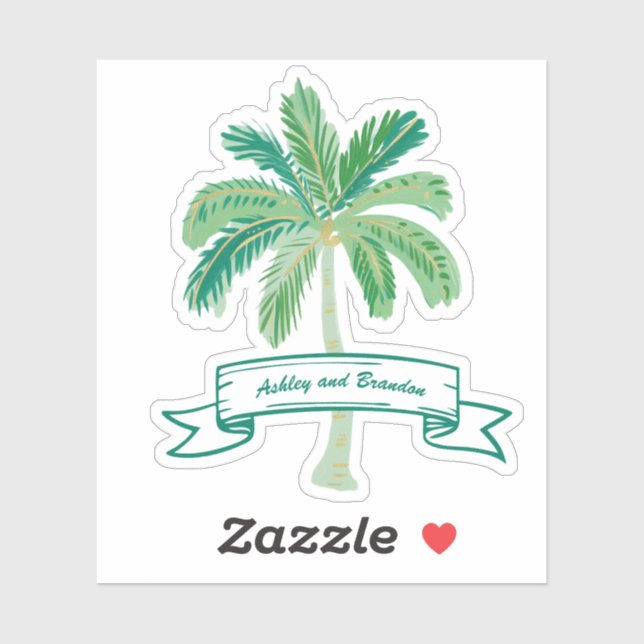 Coastal Tropical Palm Tree Beach Personalized  Sticker (Sheet)