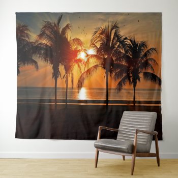 Coastal Tropical Sunset Tapestry by jetglo at Zazzle