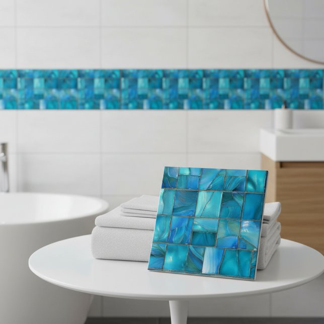 Coastal Turquoise Glass Mosaic Ceramic Tile (Creator Uploaded)
