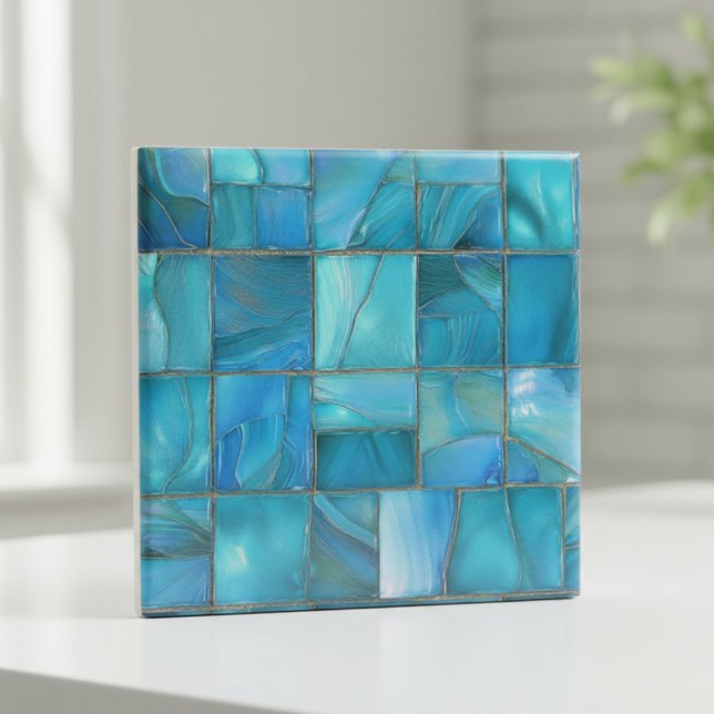 Coastal Turquoise Glass Mosaic Ceramic Tile (Creator Uploaded)