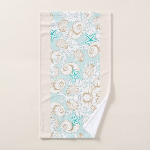 Coastal Turquoise Sand Beach Monogram Towel Set | Zazzle