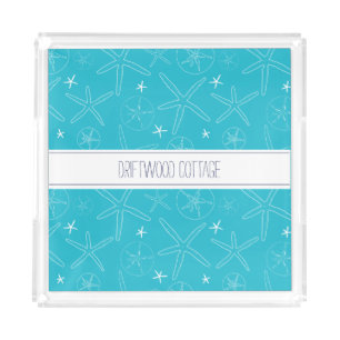 Coastal Turquoise / Teal Starfish Sand Dollar Tray
