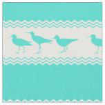 Coastal Turquoise White Sandpiper Birds Pattern Fabric