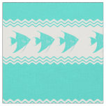 Coastal Turquoise White Stripe Angelfish Pattern Fabric