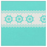 Coastal Turquoise White Stripe Helm Nautical Fabric