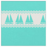Coastal Turquoise White Stripe Sailboat Pattern Fabric