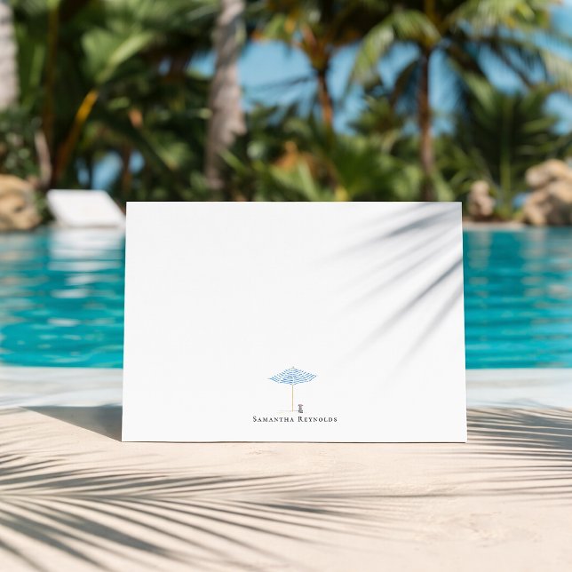 Coastal Umbrella Dog Minimal Monogram Note Card (Creator Uploaded)