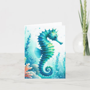 Coastal Under the Sea Horse Letterpress Thank You Card