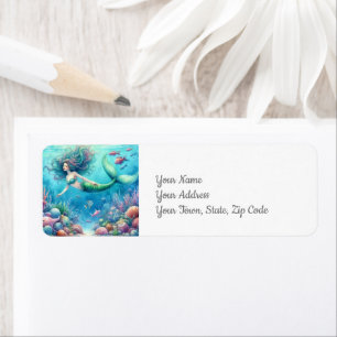 Coastal Under the Sea Mermaid Ocean Label